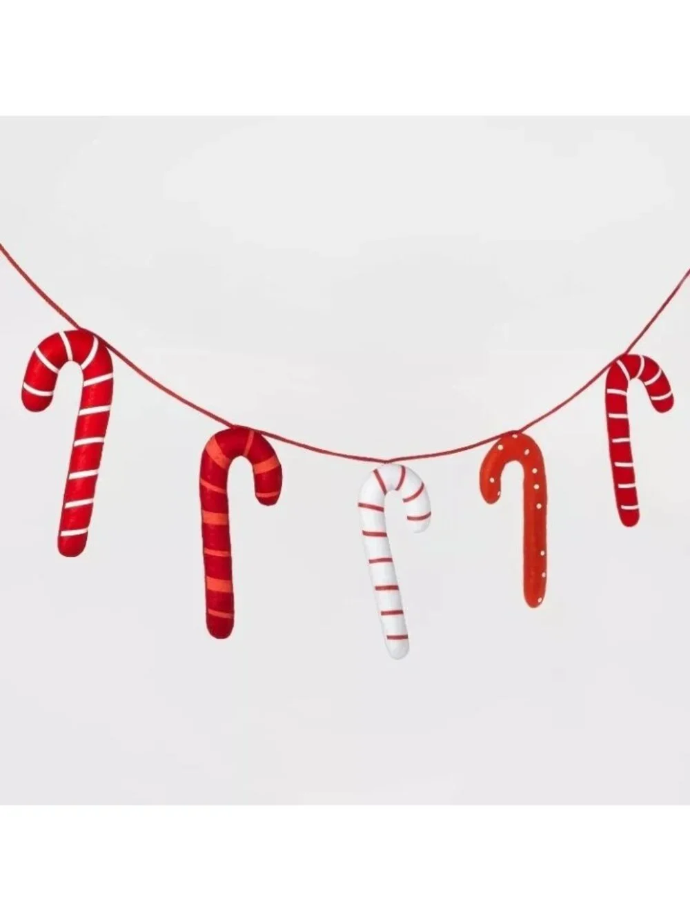 Wondershop 6' Christmas Holiday Fabric Candy Cane Garland Red Stripe